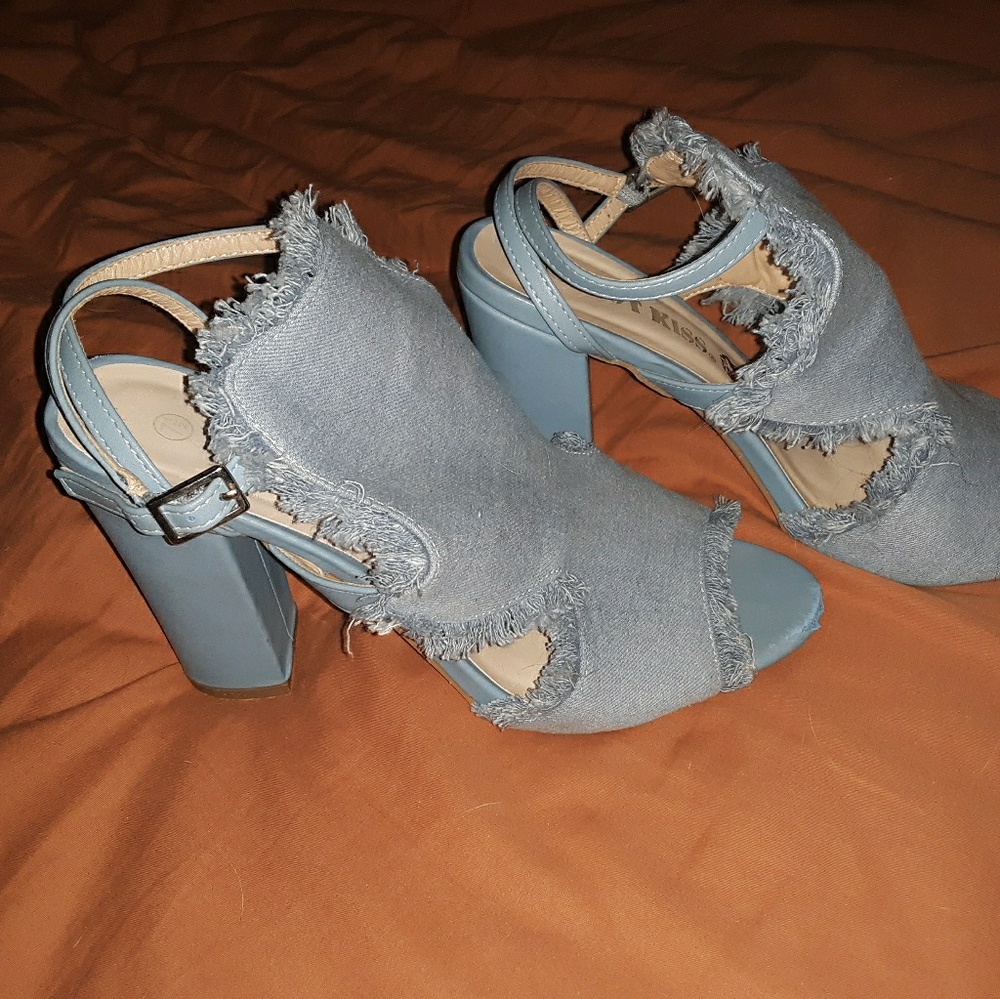 Blue denim heels
